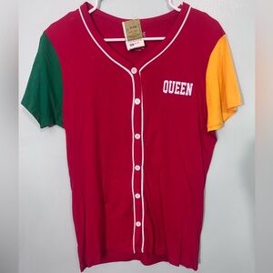 On Fire Red Queen Button-Up Top